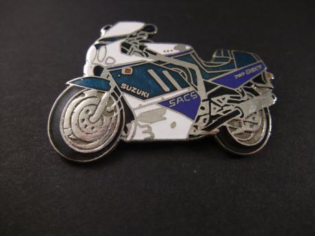 Suzuki GSX-R Sacs (Suzuki Advanced Cooling System) motor blauw met groene bies